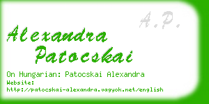 alexandra patocskai business card